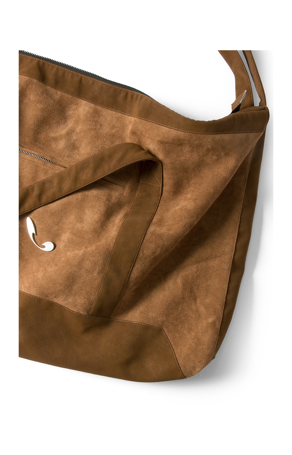 RELABEL Suede Spliced Portable Shoulder Crossbody Backpack