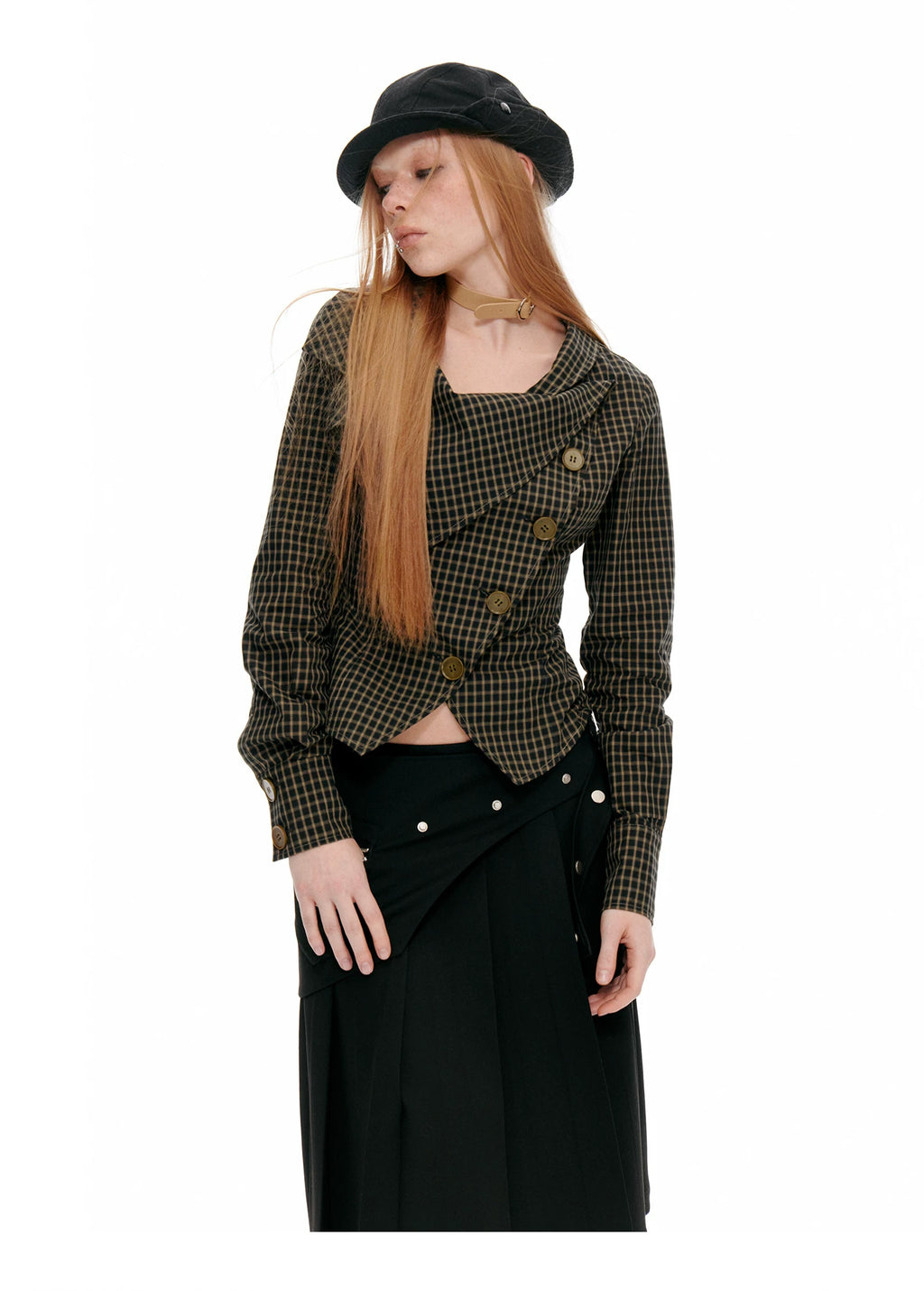 JIKOO Lapel Slim-fit Irregular Shirt