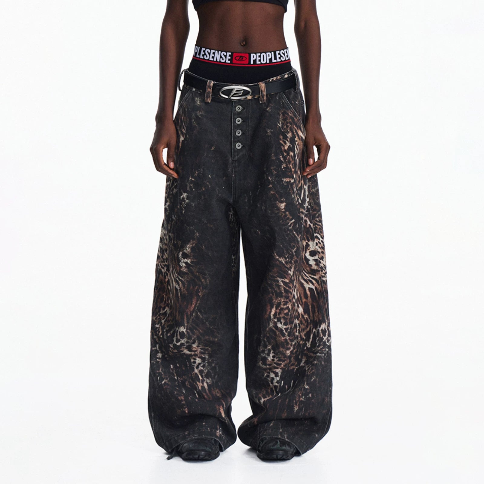 PEOPLESENSE Digital Full Print Leopard Jeans