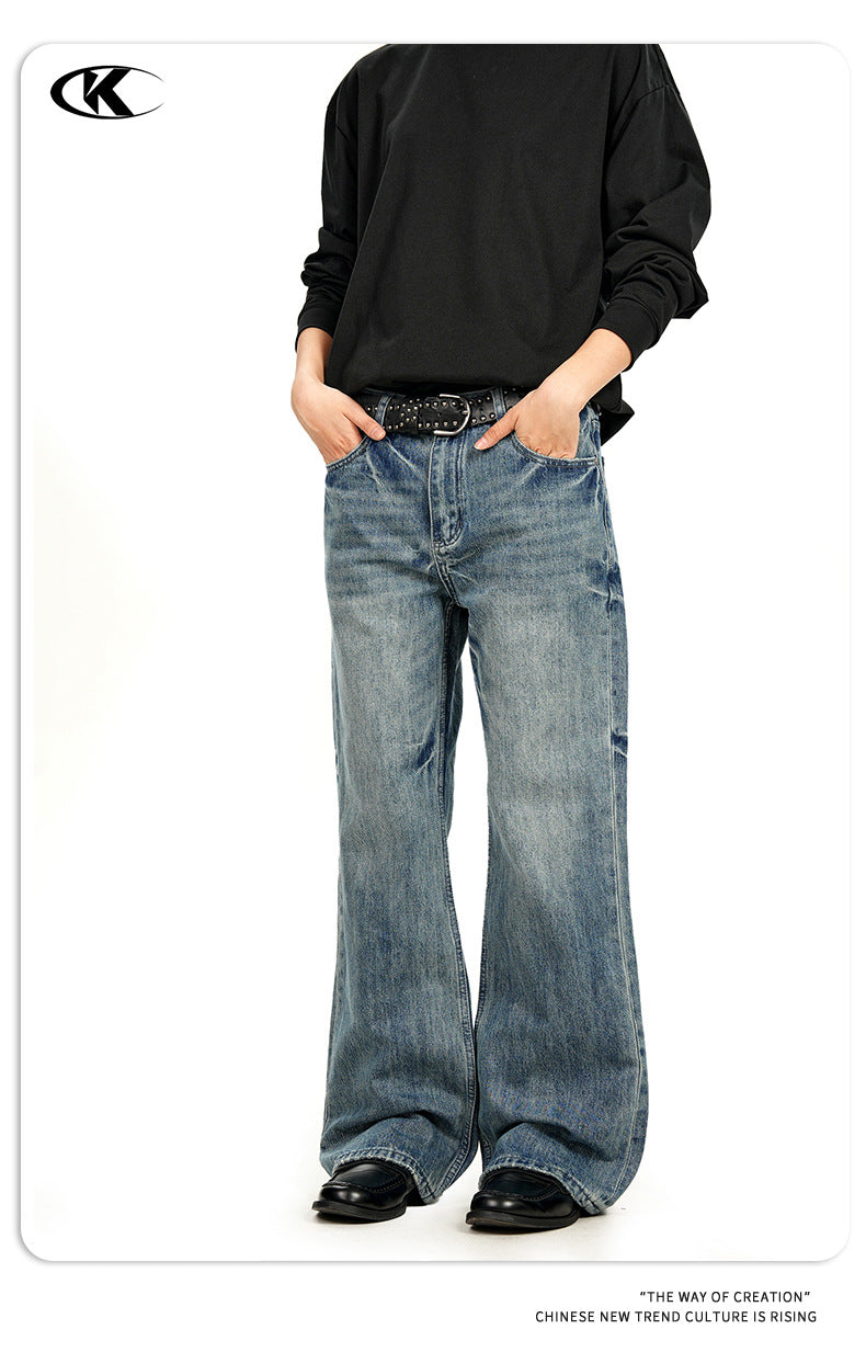 11KN Slub Pattern Simple Old Jeans