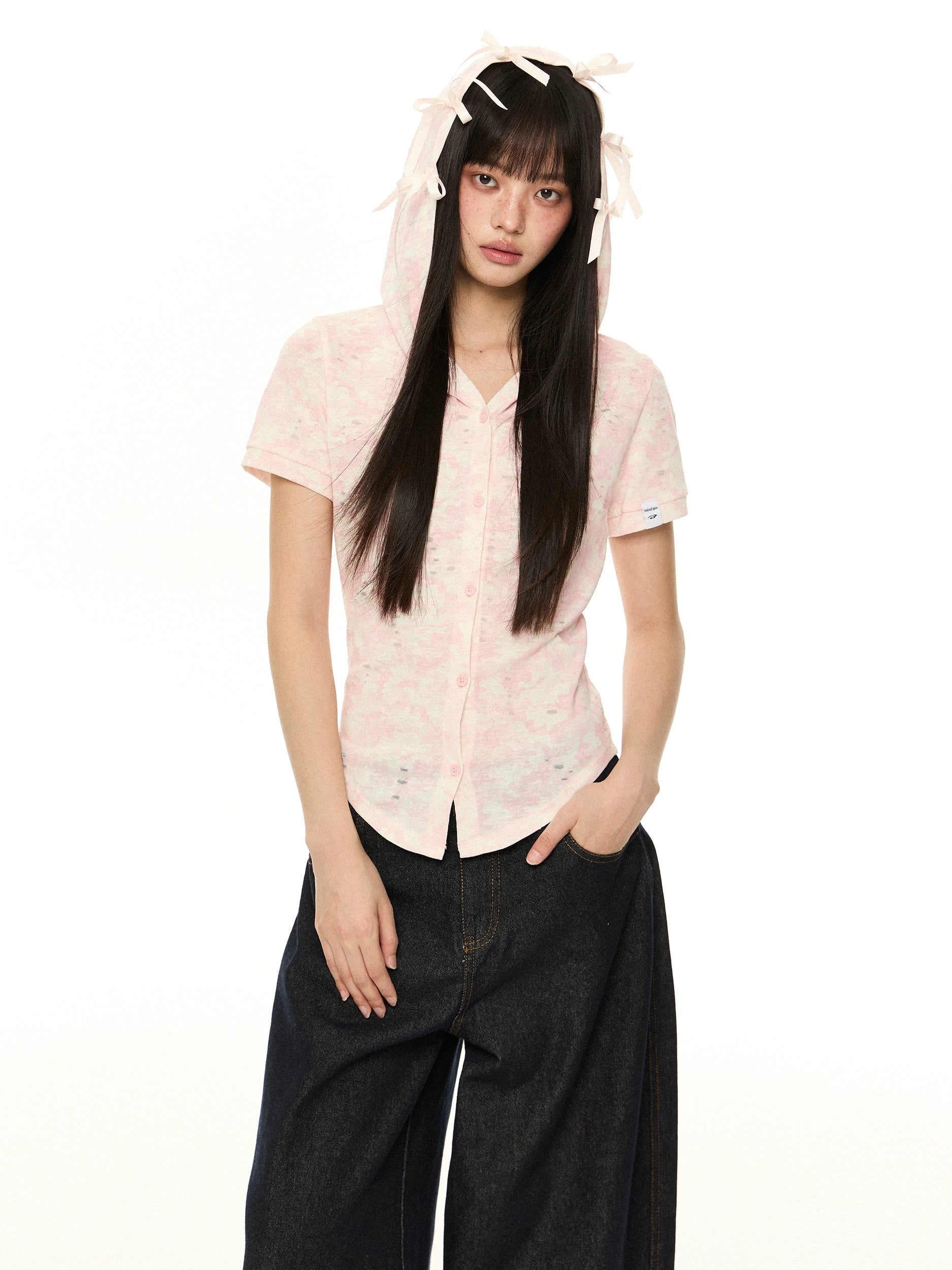 EZEK Miu Short-sleeved Hooded Shirt