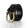 Maden Vintage Brass Button Head Belt First Layer Cowhide Belt