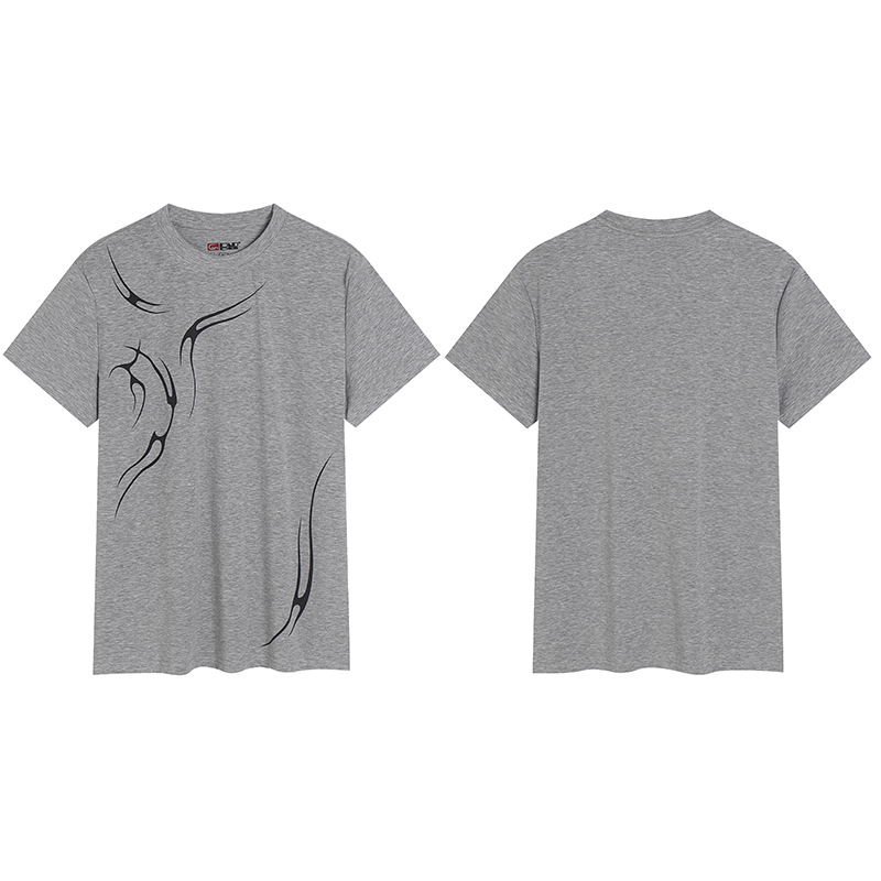 DND4DES Slim Fit Elastic Short Sleeve Crew Neck Striped Tee