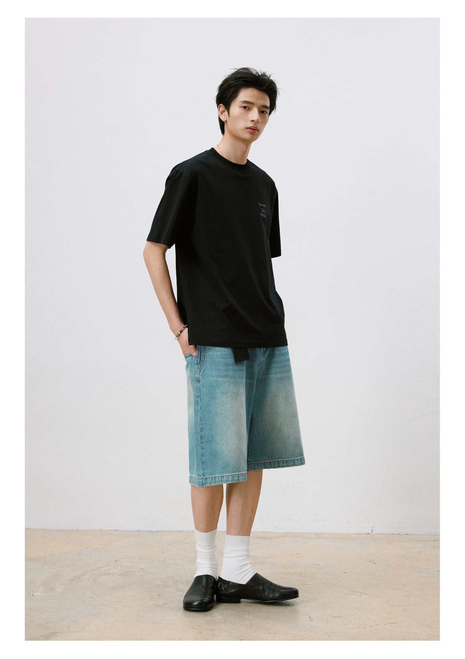 LR MADE Retro Old Denim Six-point Shorts