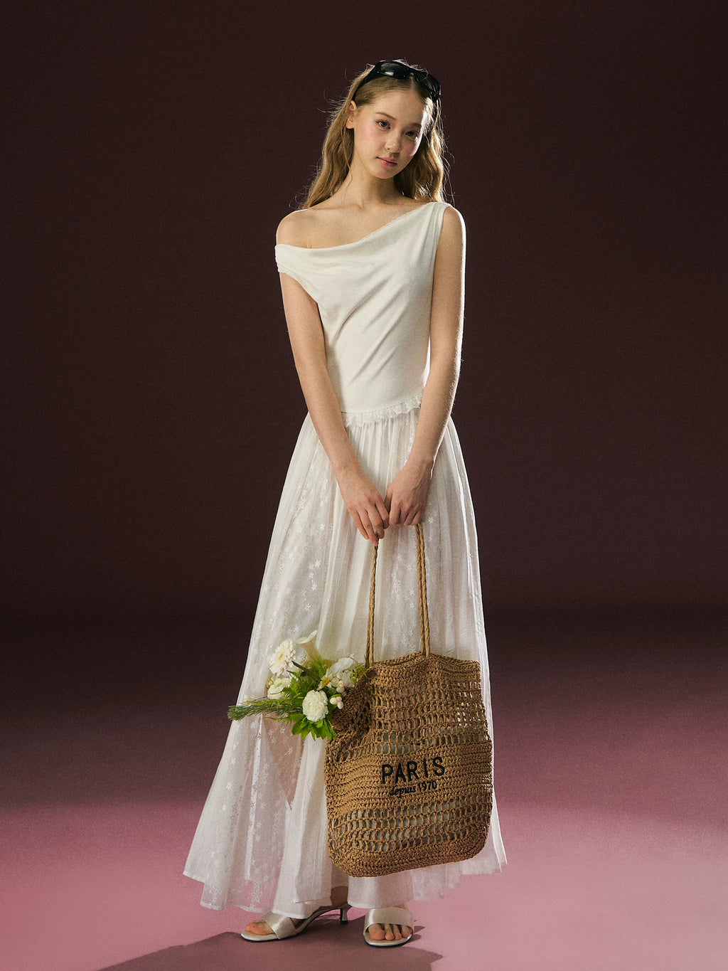 Ariseism Vintage Knitted Slash Shoulder Dress