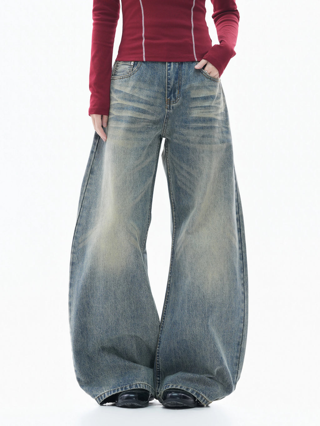Zuocisankon Retro Tie-dye Straight Jeans