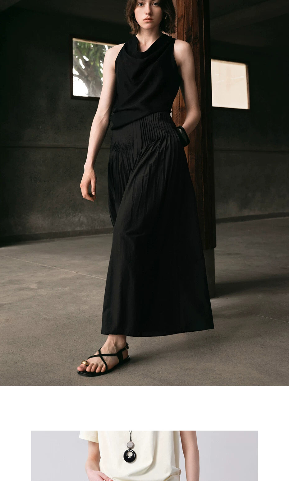 Giordano Pleated Semi-elastic Waist Wide-leg Trousers