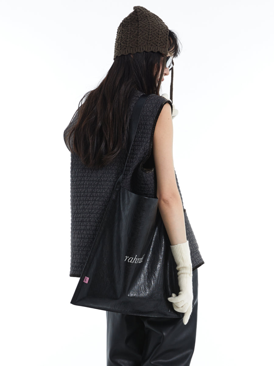 DirtySix "rahrah!" bag 5 colors contrasting embroidery thread soft leather tote bag