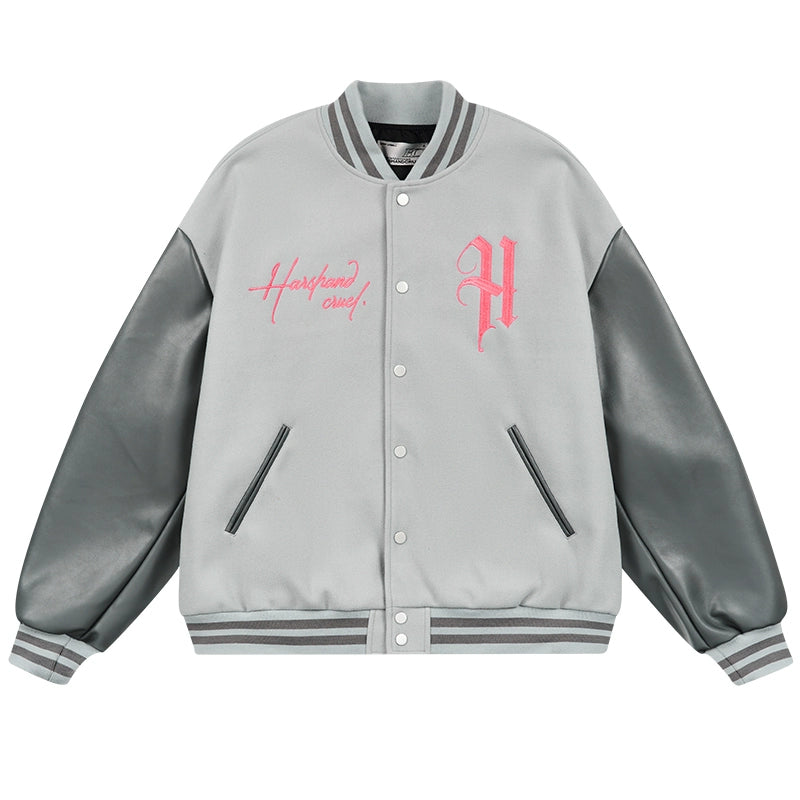 Harshandcruel Vintage Hip Hop Embroidered Baseball Jacket