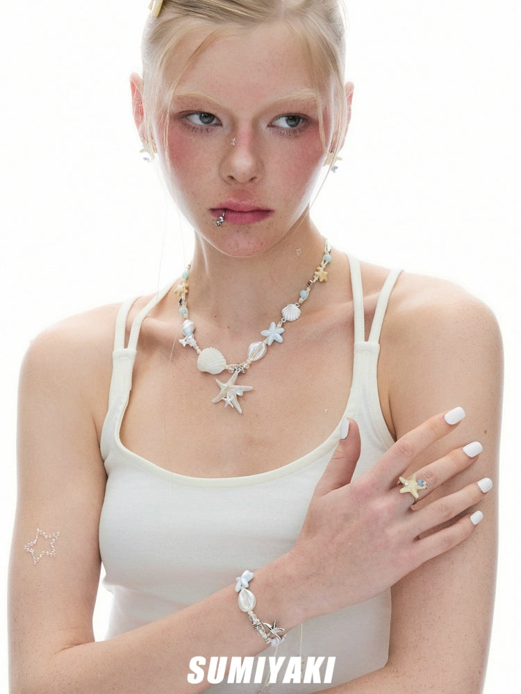 SUMIYAKI Starfish Shell Handmade Beaded Necklace