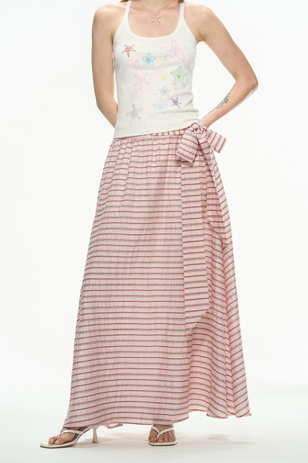 THELIGHT Striped Loose Breathable Strap Dress