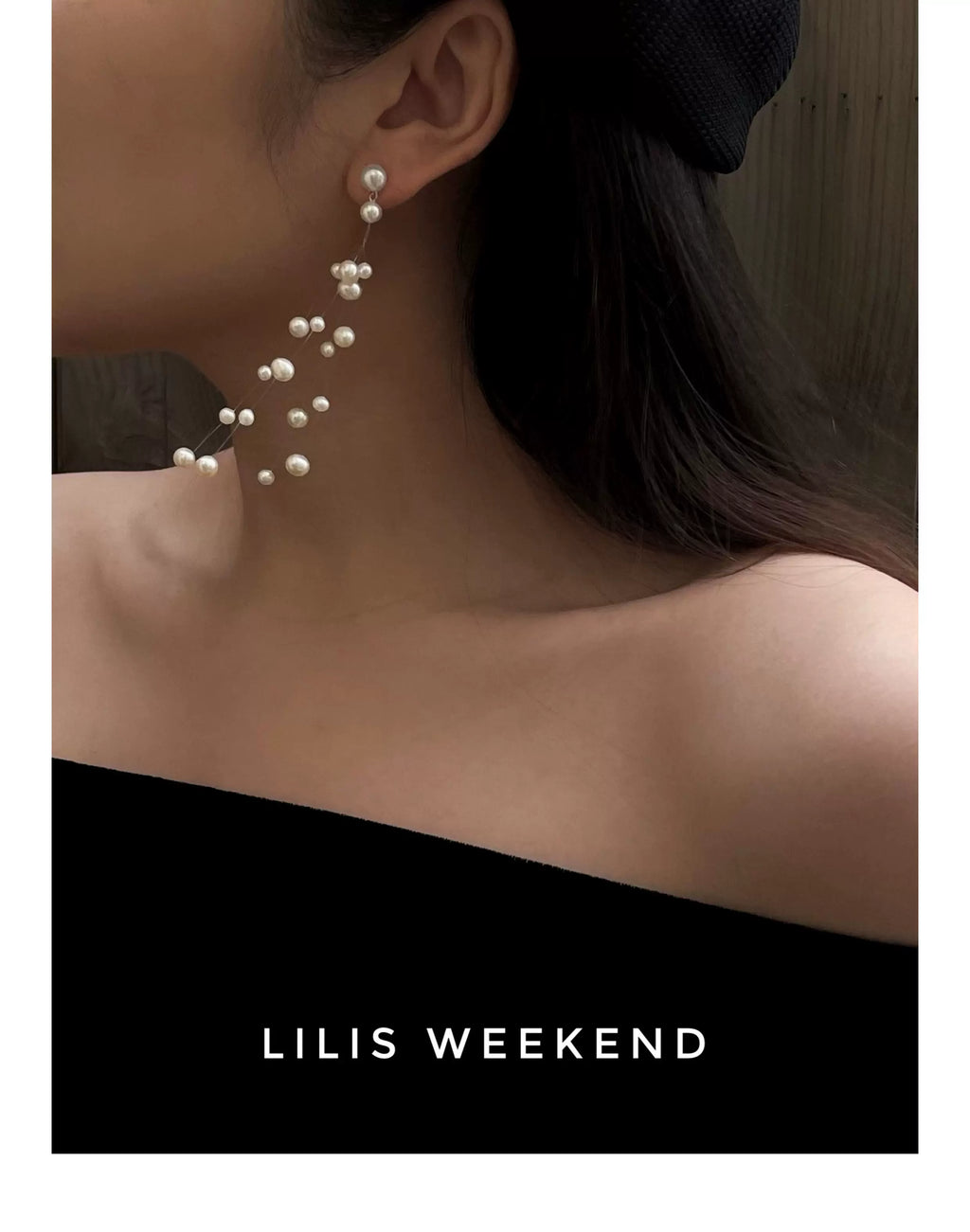 Lilis Weekend Triple Suspension Premium Pearl Earrings