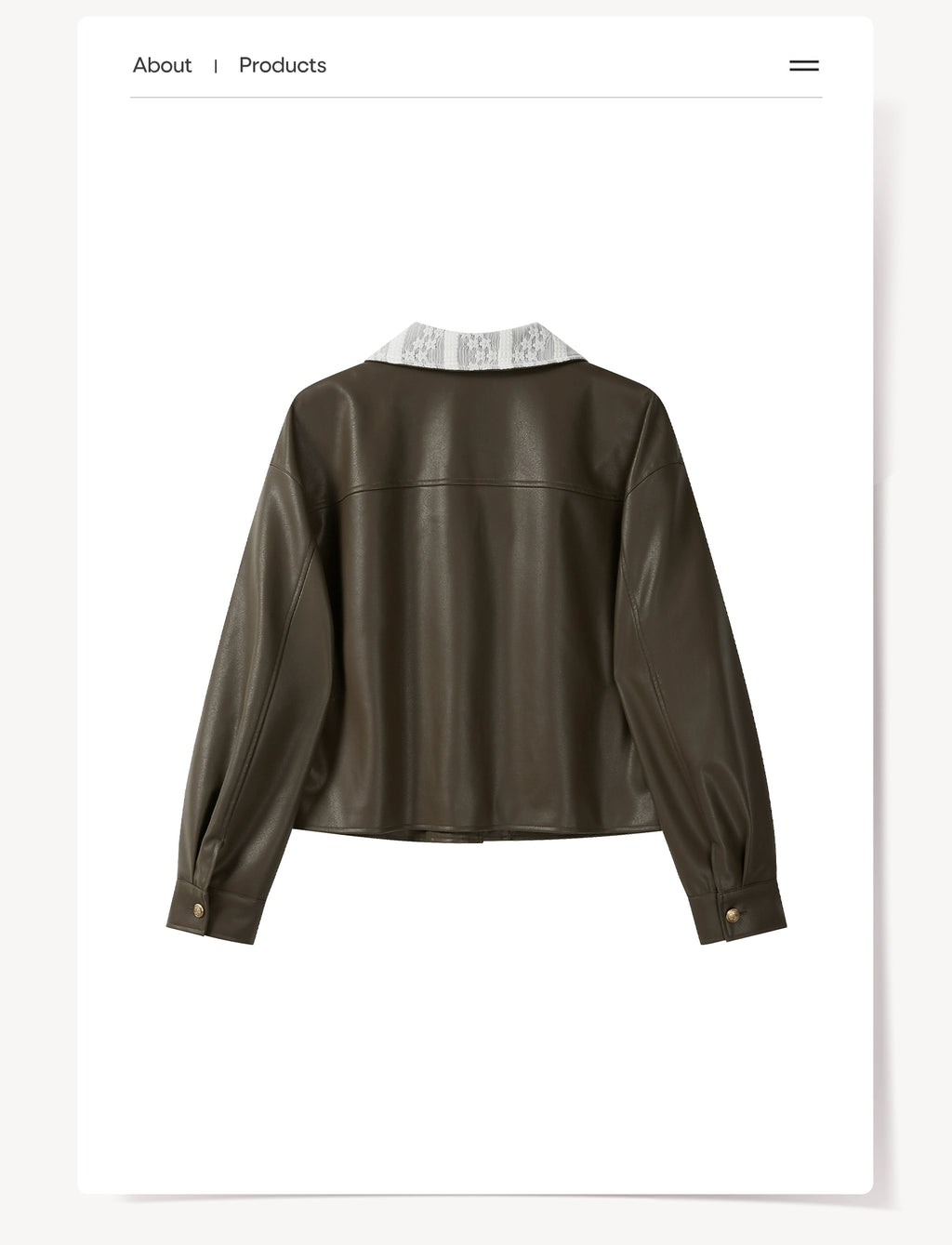 Cantonstory Vintage Lace Lapel Leather Jacket