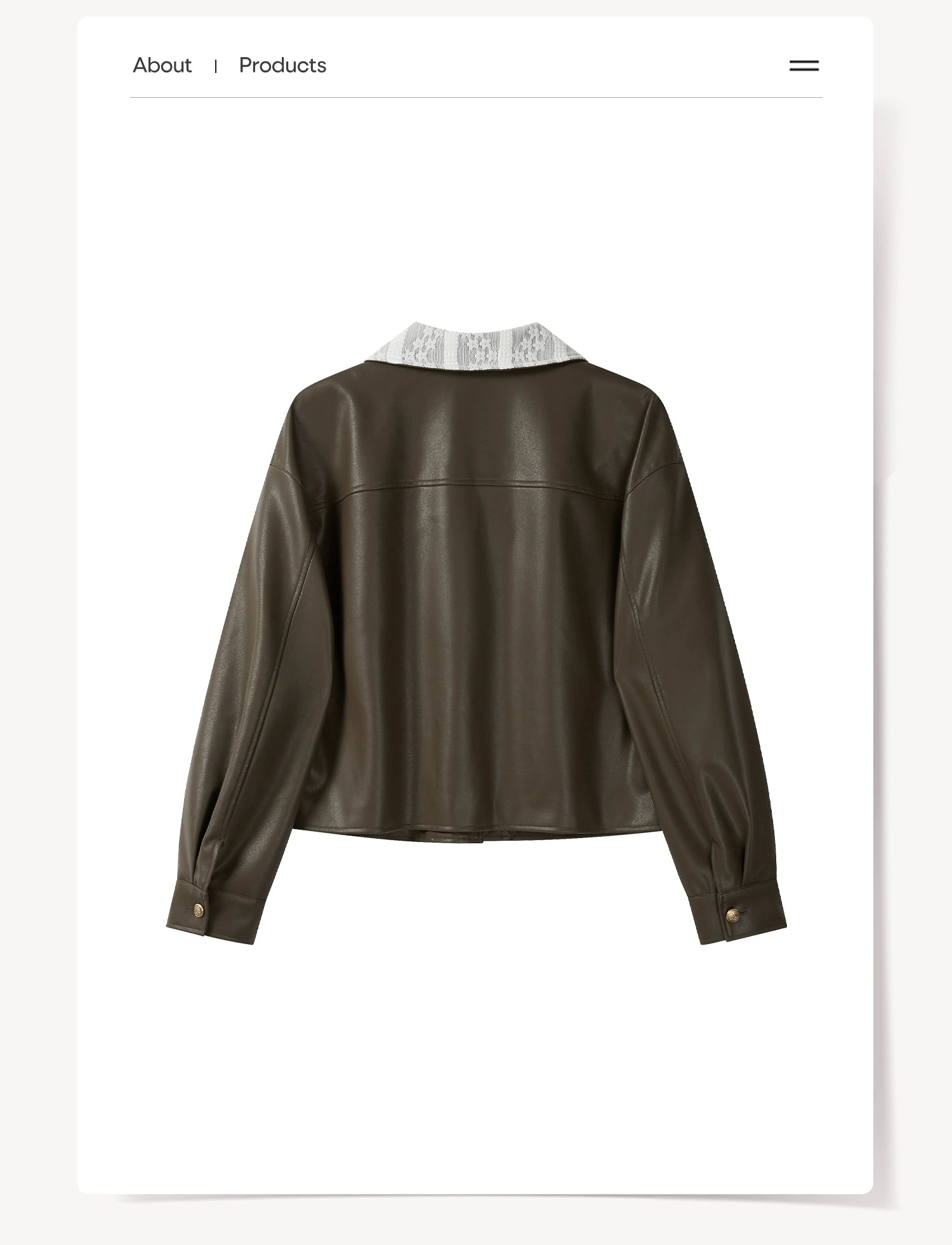 Cantonstory Vintage Lace Lapel Leather Jacket