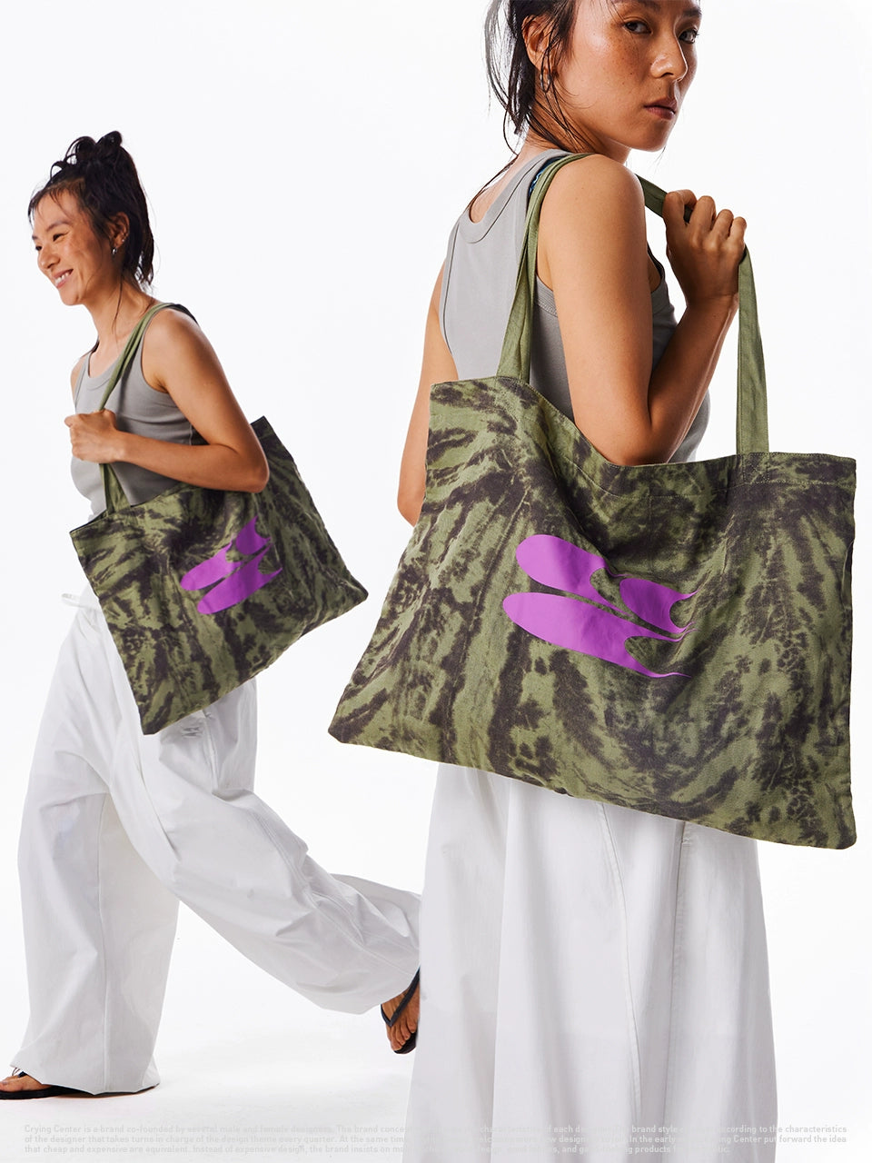 CryingCenter Tie-dye Large-capacity Commuter Canvas Tote Bag