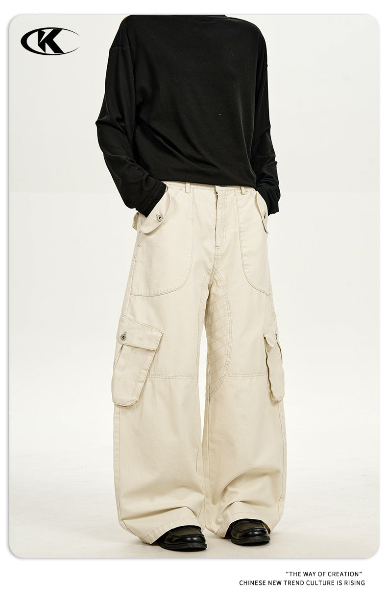 11KN Retro Straight Loose Wide-leg Casual Scimitar Pants