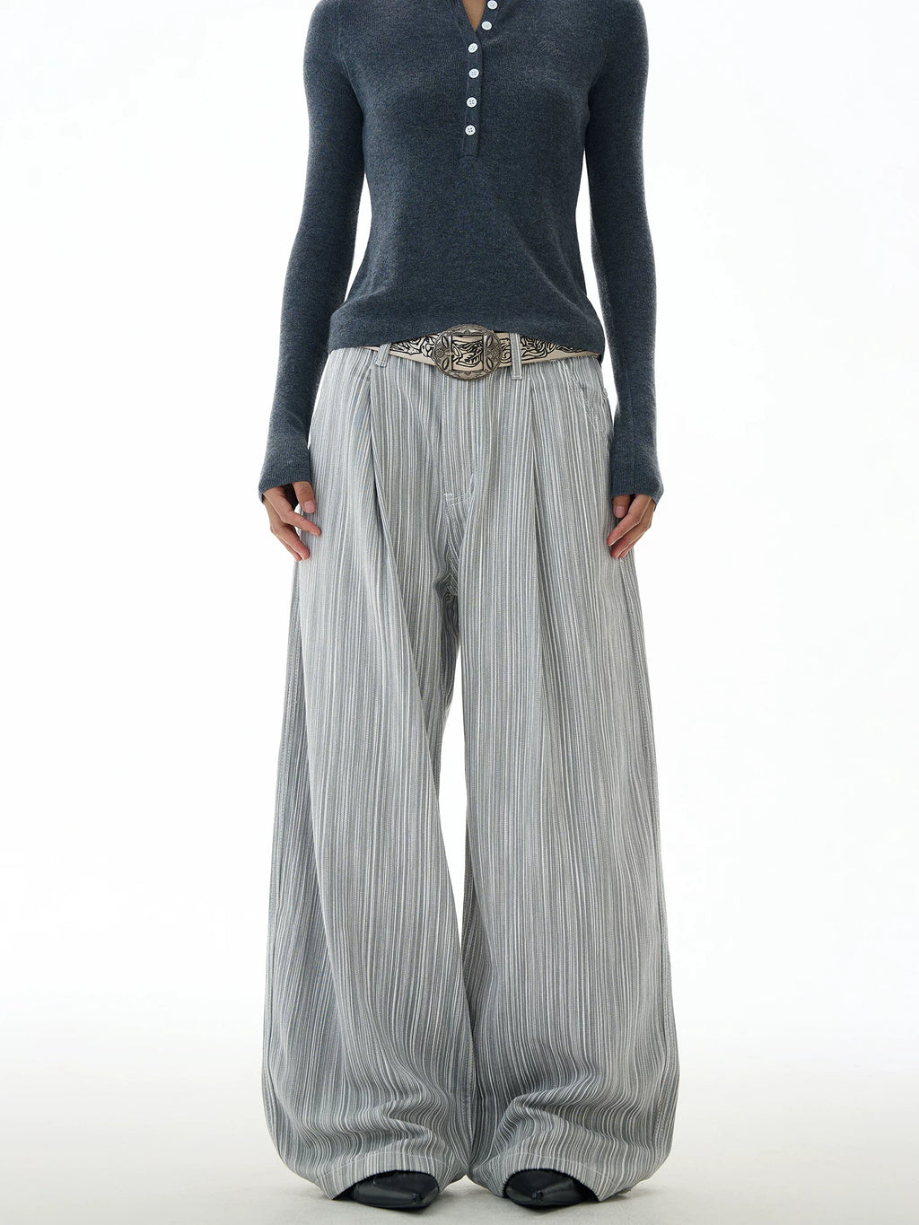 TRUQUEST Vintage Premium Striped Casual Straight Pants