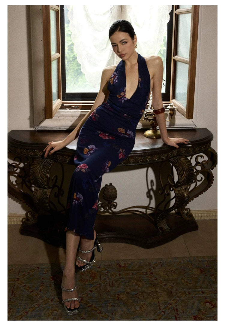 FINDYAWINGS Deep V Leak Back Neck Dress