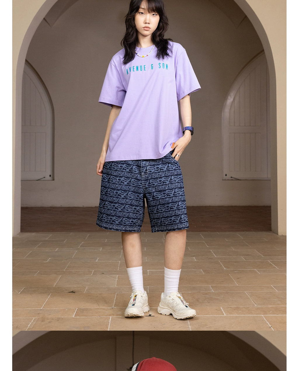AVENUESON Crew Neck Loose Casual Simple Letter Tee