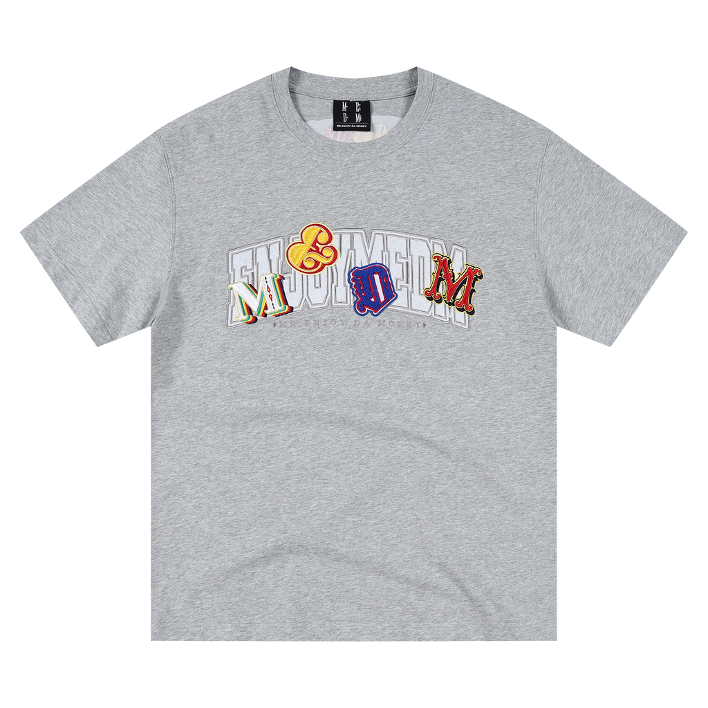 MEDM Double-layer Contrasting Color Embroidery Letter Casual Tee