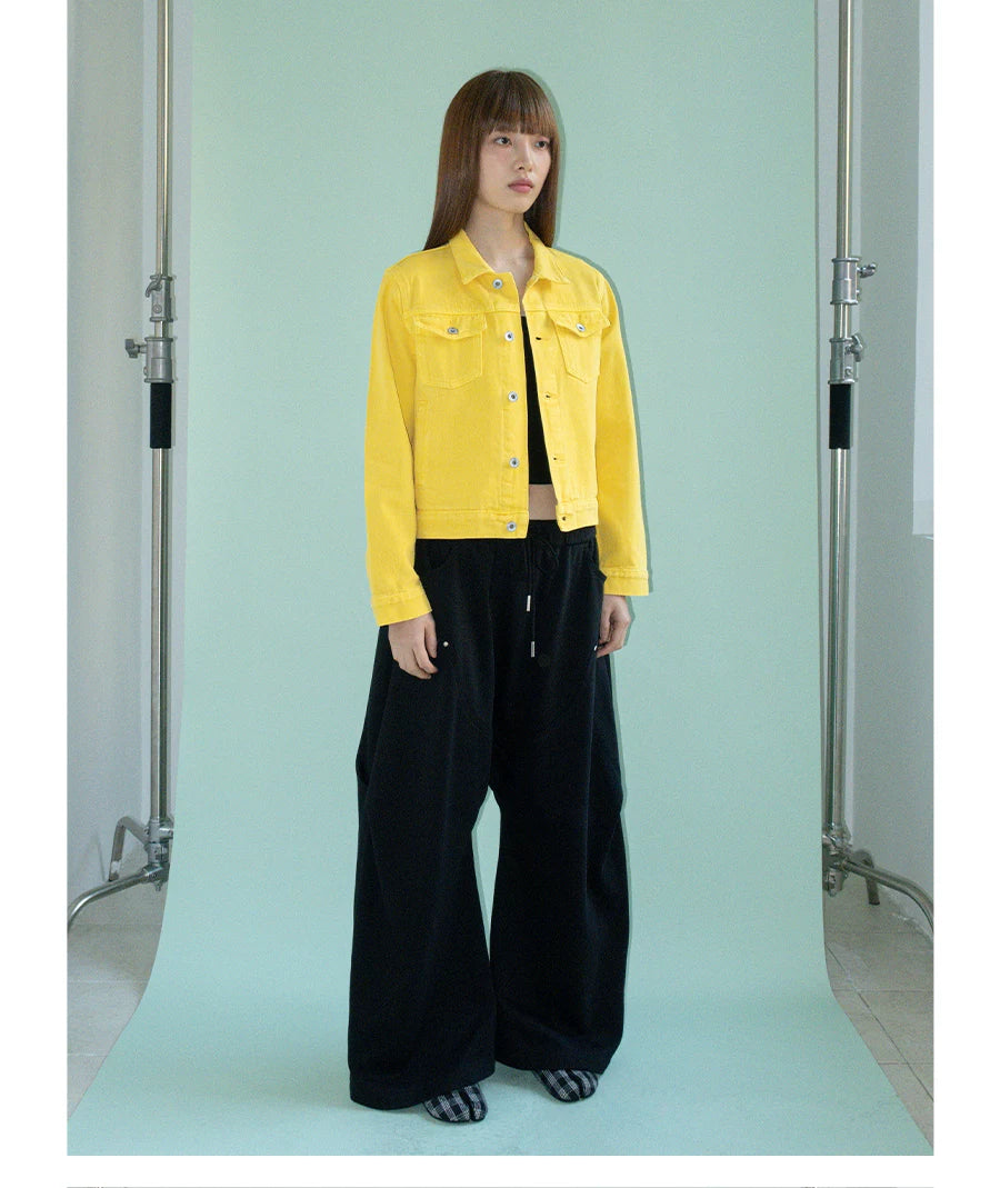 FUNKYFUN Short Lapel Denim Jacket