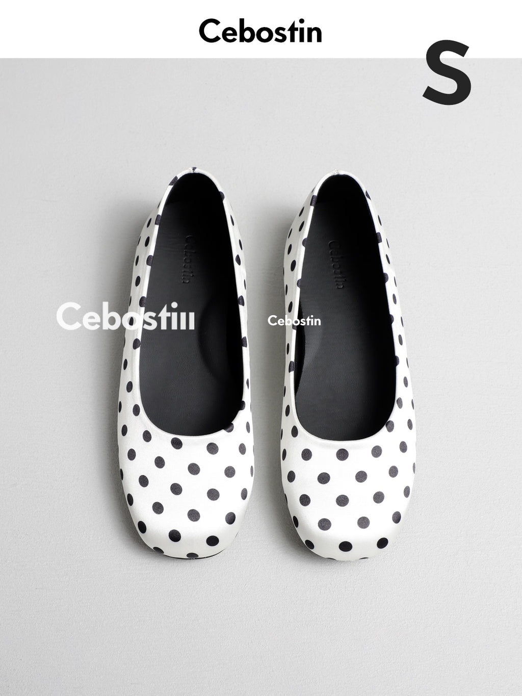 Cebostin Polka Dot Inner Height Increase Shallow Mouth Single Shoe