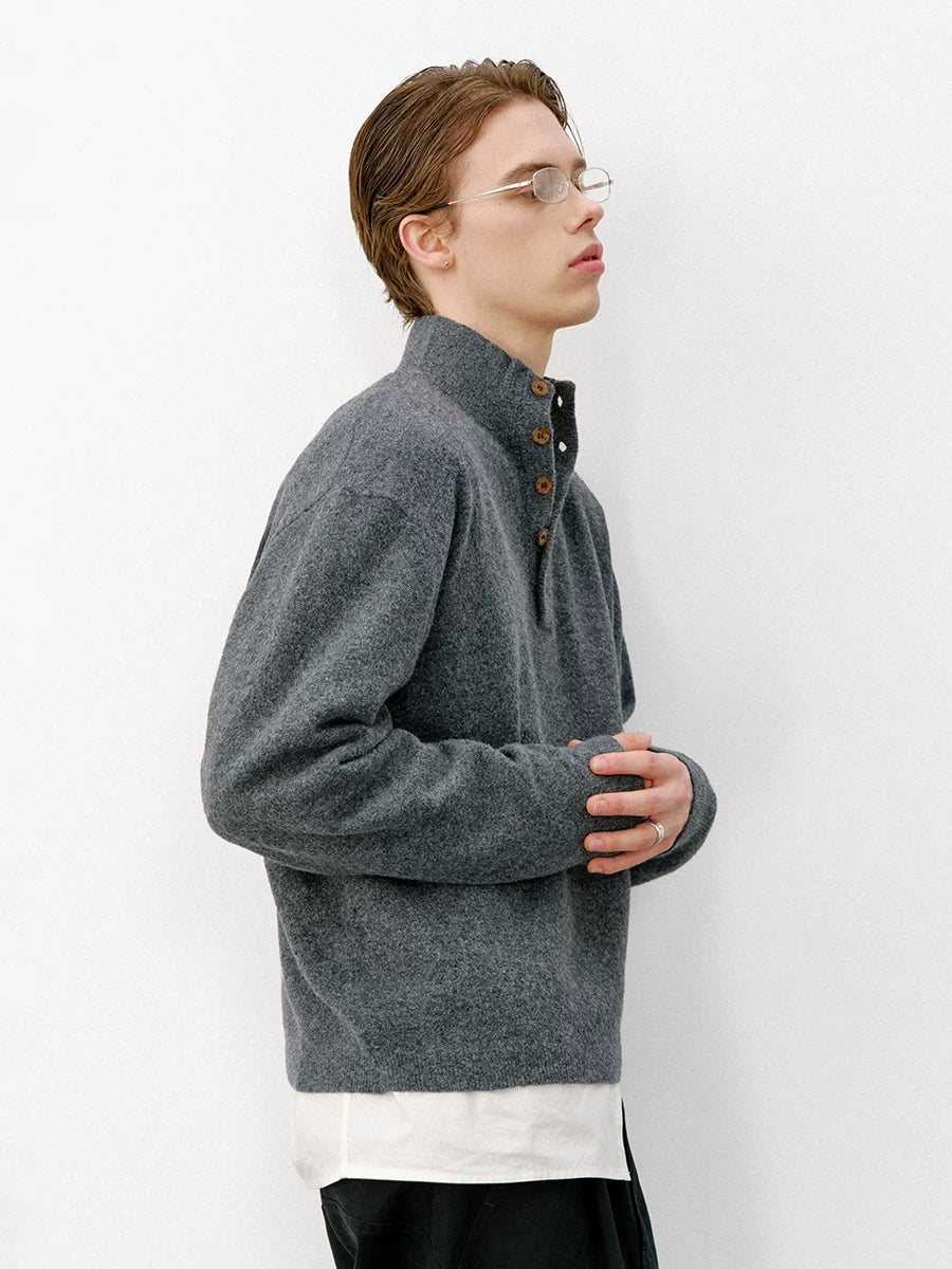 714Street Skin-friendly Stand-up Collar Loose High-elastic Knitted Sweater