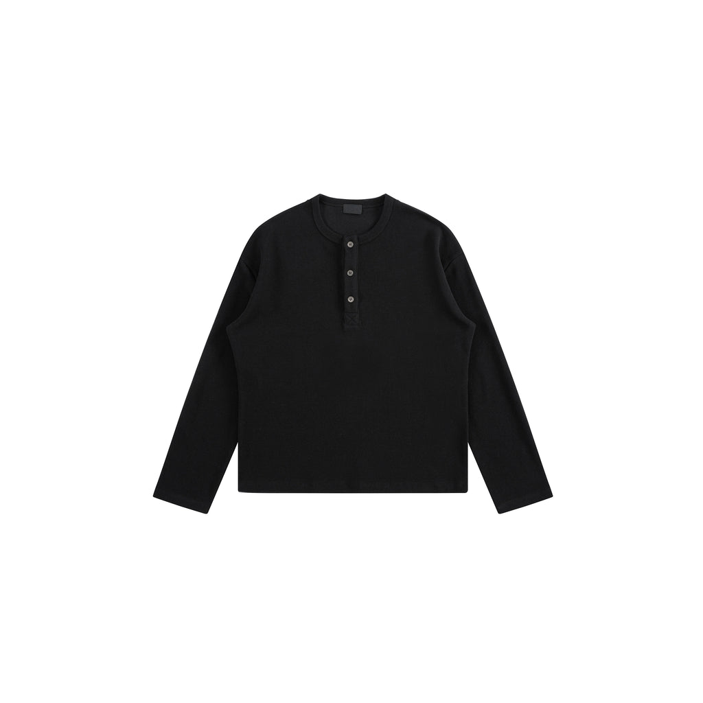 PLUS NO LOGO Diamond Waffle Henry Neck Long Sleeve