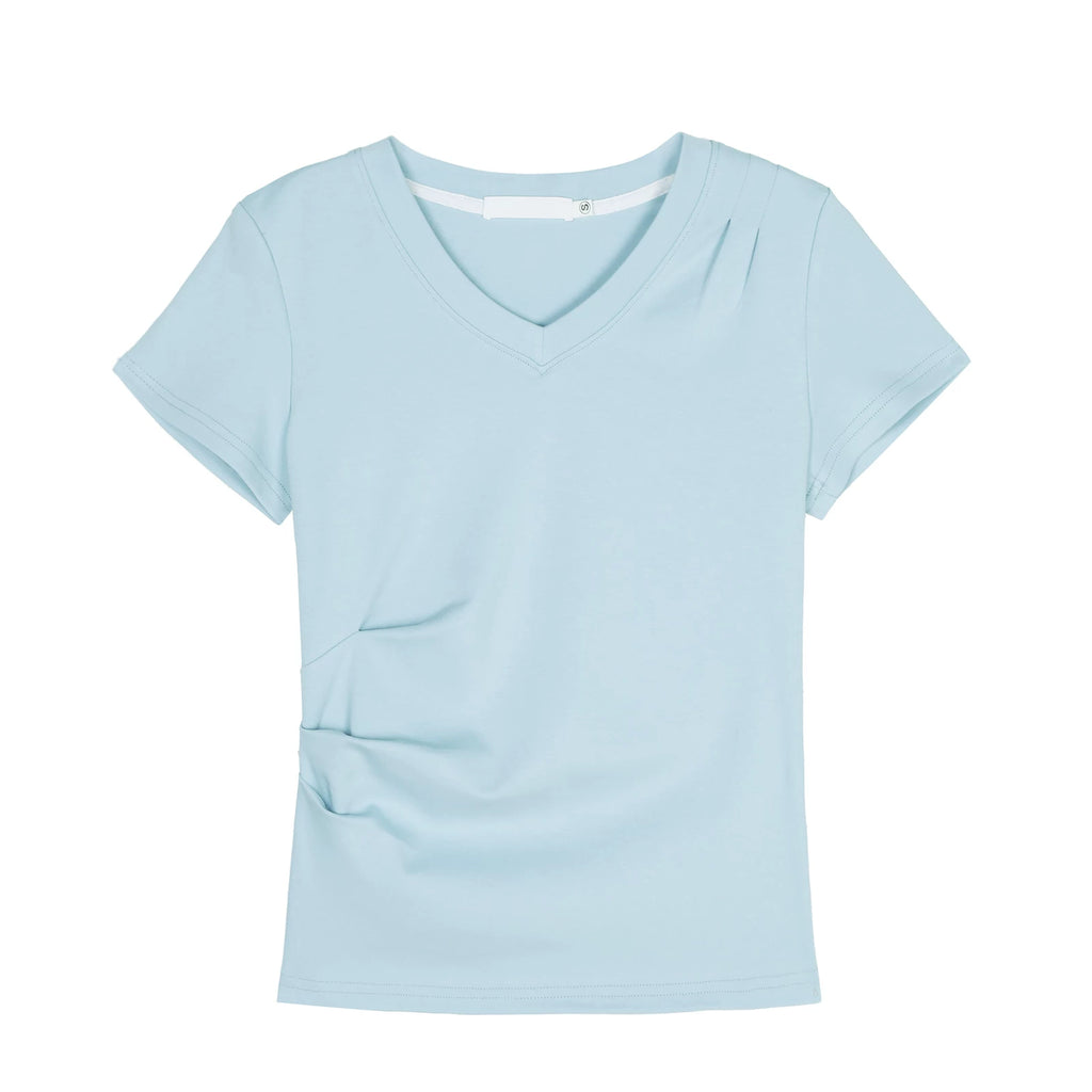 XUJING Crew Neck Shoulder Versatile Skinny Tee