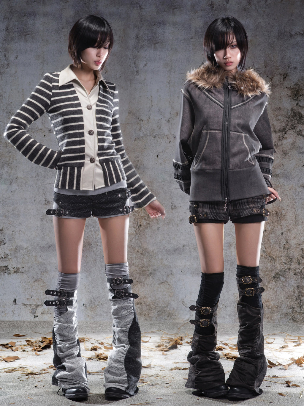 ARIADNAw Stacking Feeling Fake Two-piece Leg Cover Low-rise Shorts