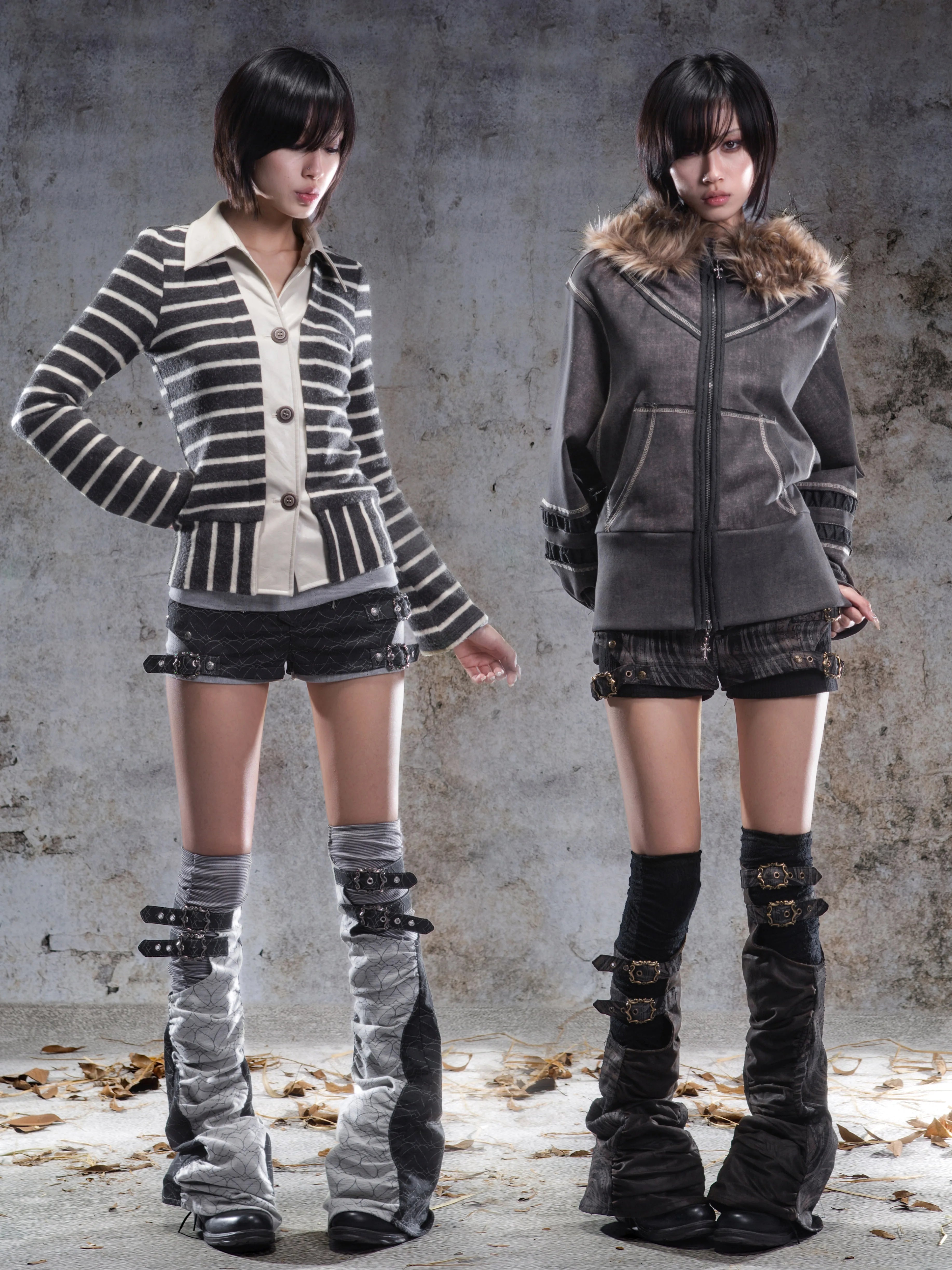 ARIADNAw Stacking Feeling Fake Two-piece Leg Cover Low-rise Shorts
