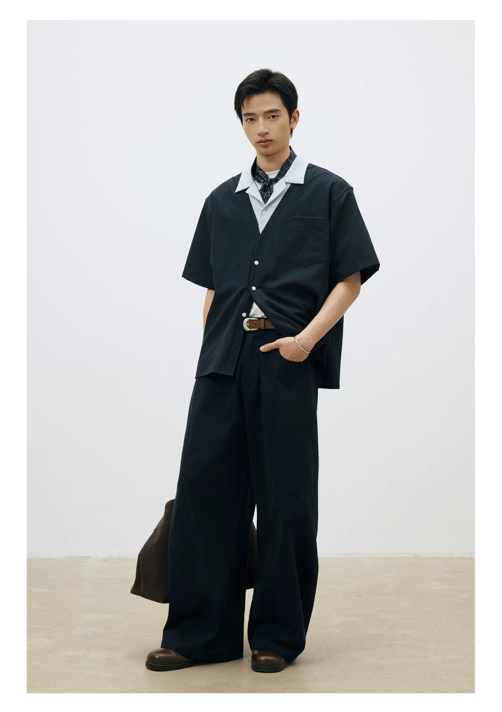 LR Contrast Double Neck Anti-Wrinkle Short Sleeve Shirt