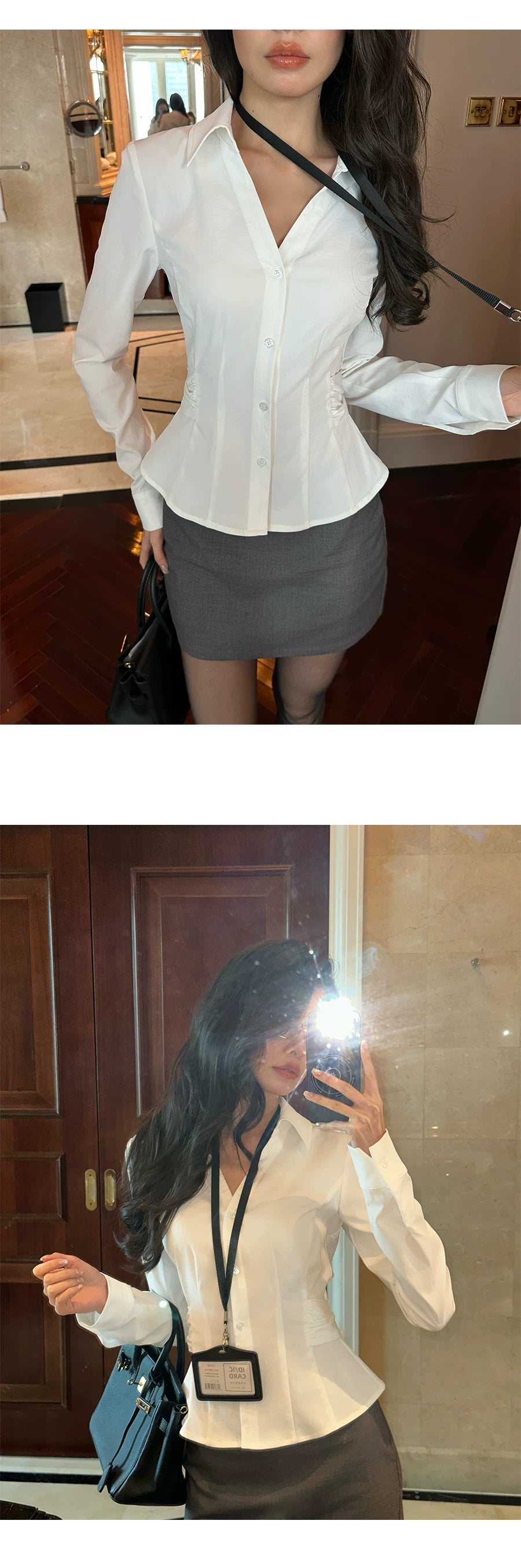 LLROGE Long-sleeved Shirt Skirt Set