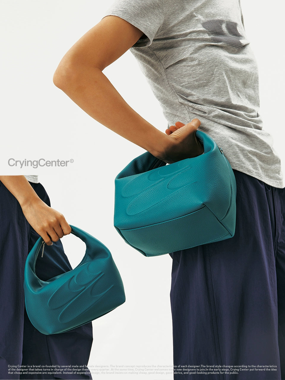 CryingCenter Lychee Pattern Matte Leather Portable Logo Leather Bag