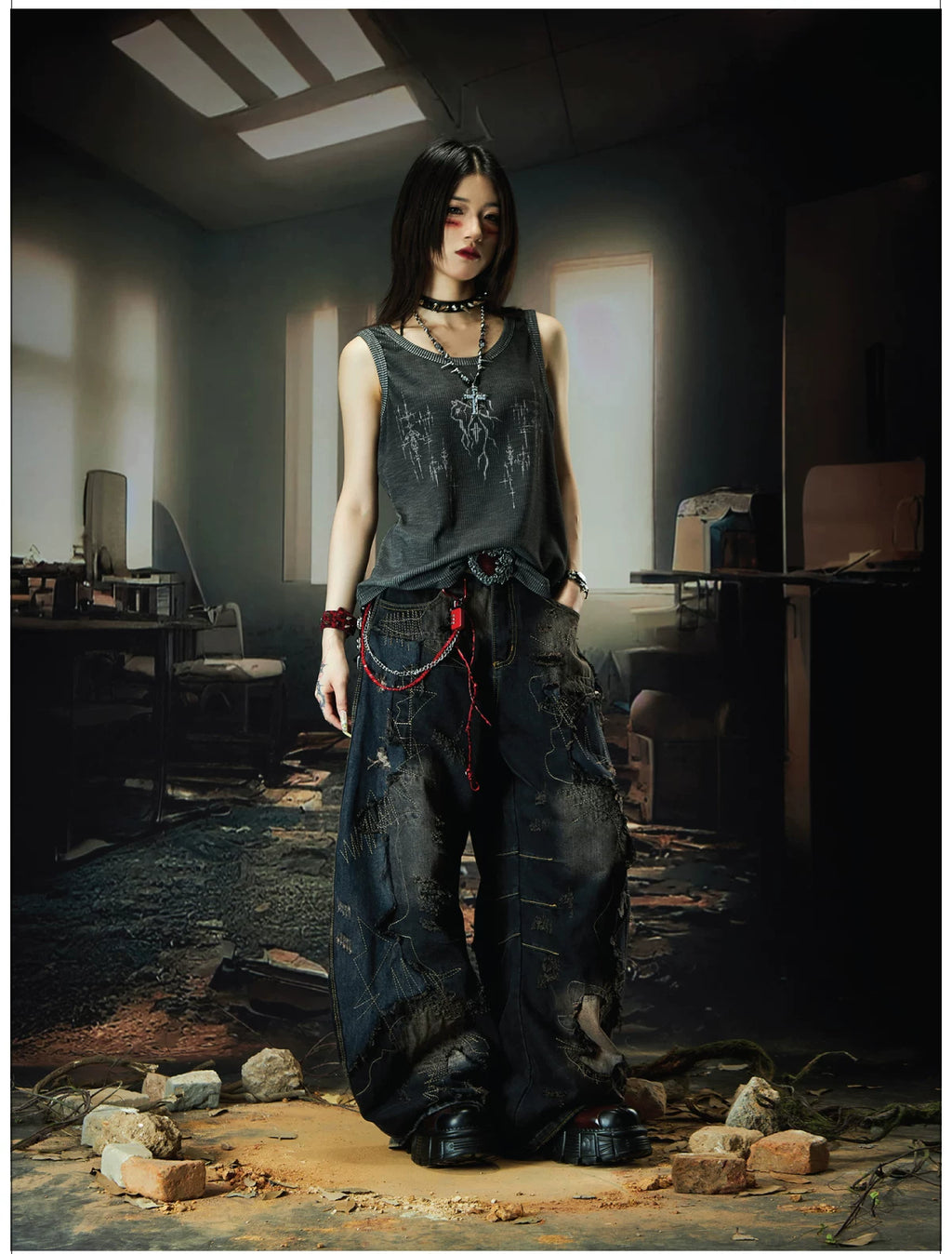 NOMANIAI Wasteland Heavy Industries Patch Old Rough Scimitar Jeans