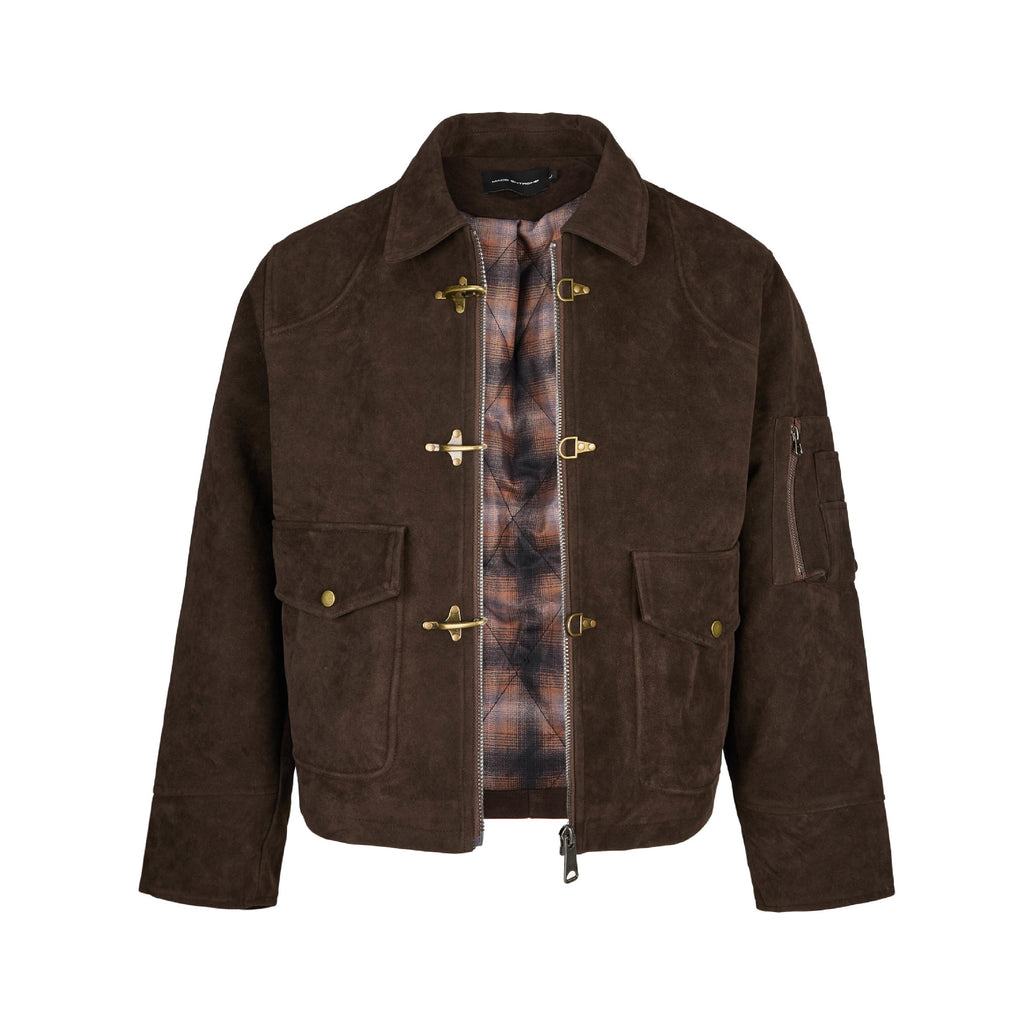 EME Cowhide Fleece Gradual Change Plaid Jacket