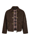 EME Cowhide Fleece Gradual Change Plaid Jacket