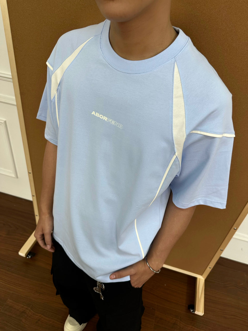 BeOurRule Splicing Contrast Letter Printing Loose Tee