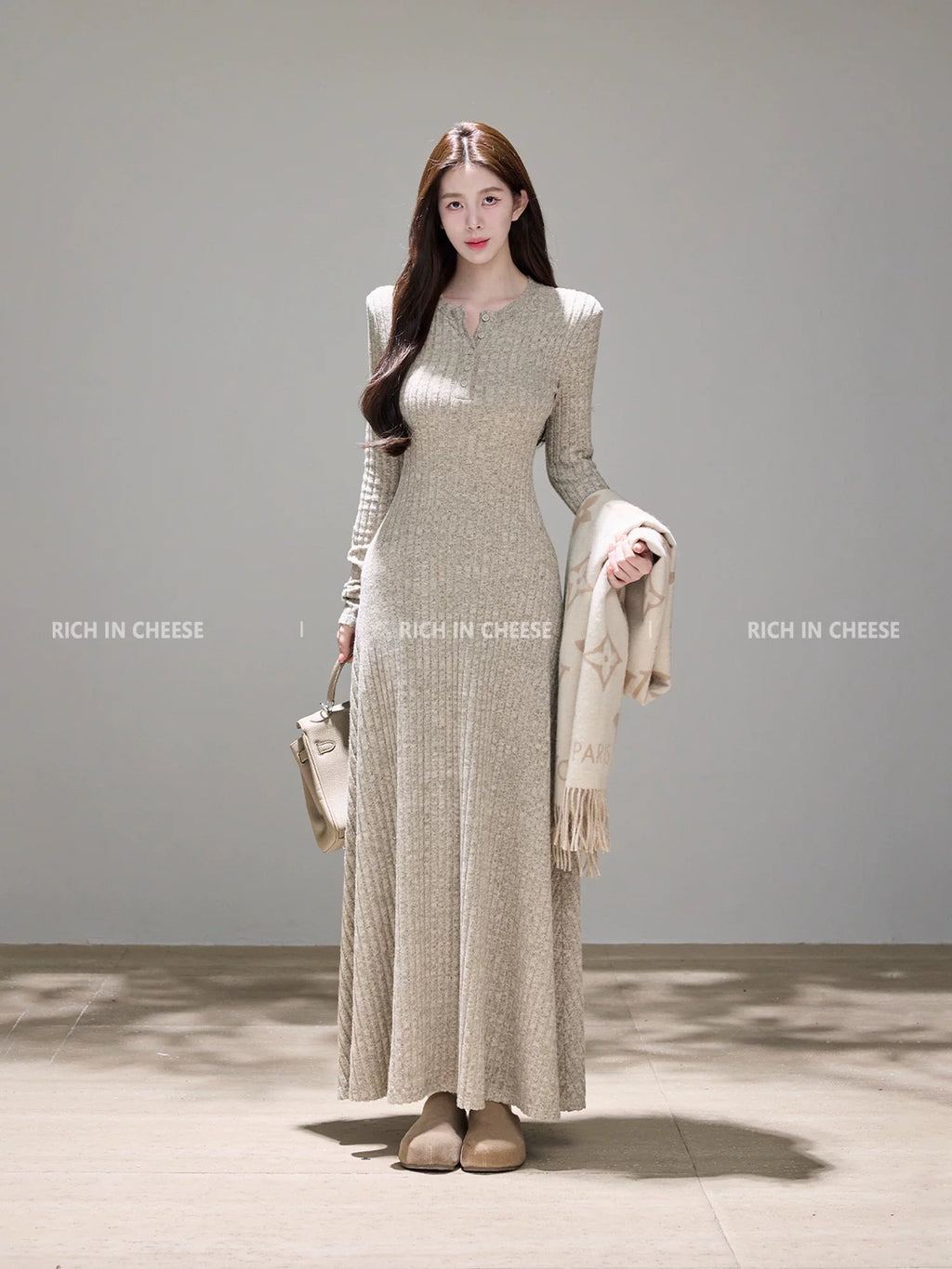 RICH IN CHEESE  Knitted Waist Dress
