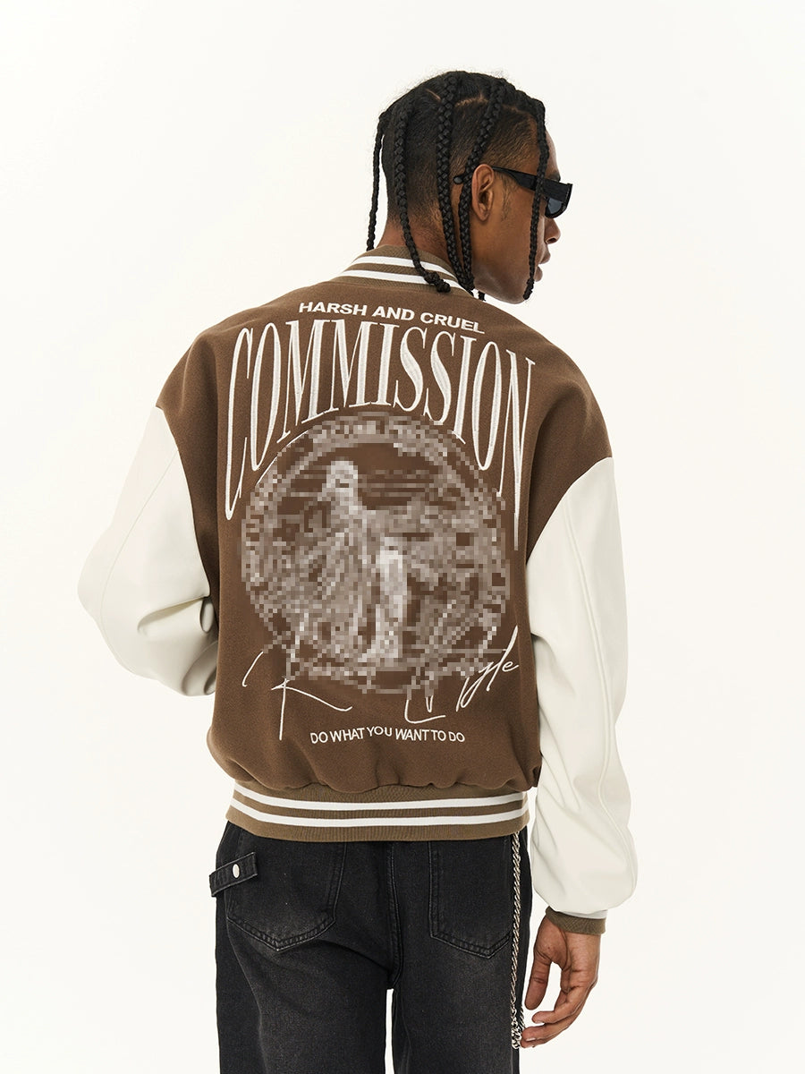 Harshandcruel Vintage Hip Hop Embroidered Baseball Jacket