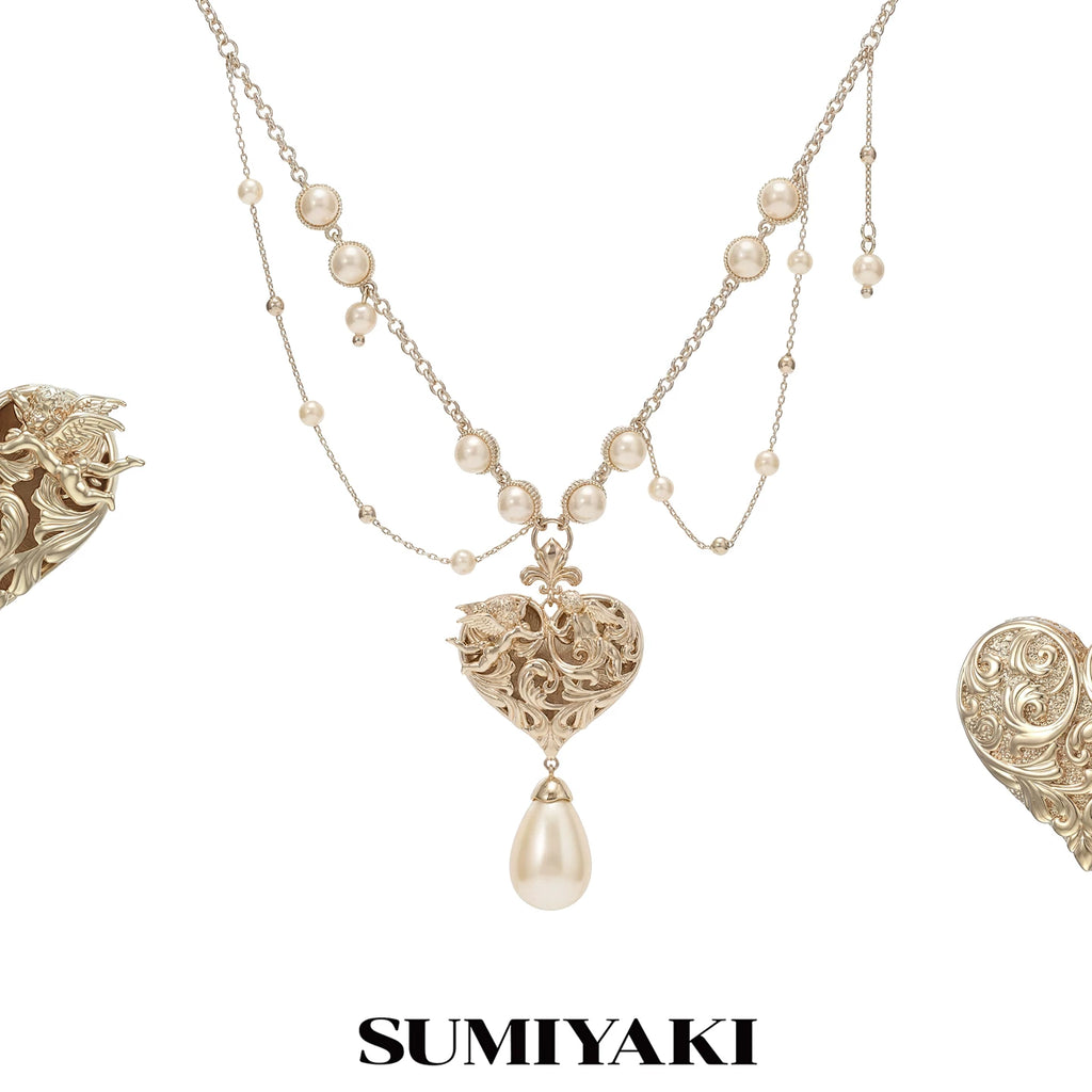 SUMIYAKI Double-sided Relief Love Pearl Necklace