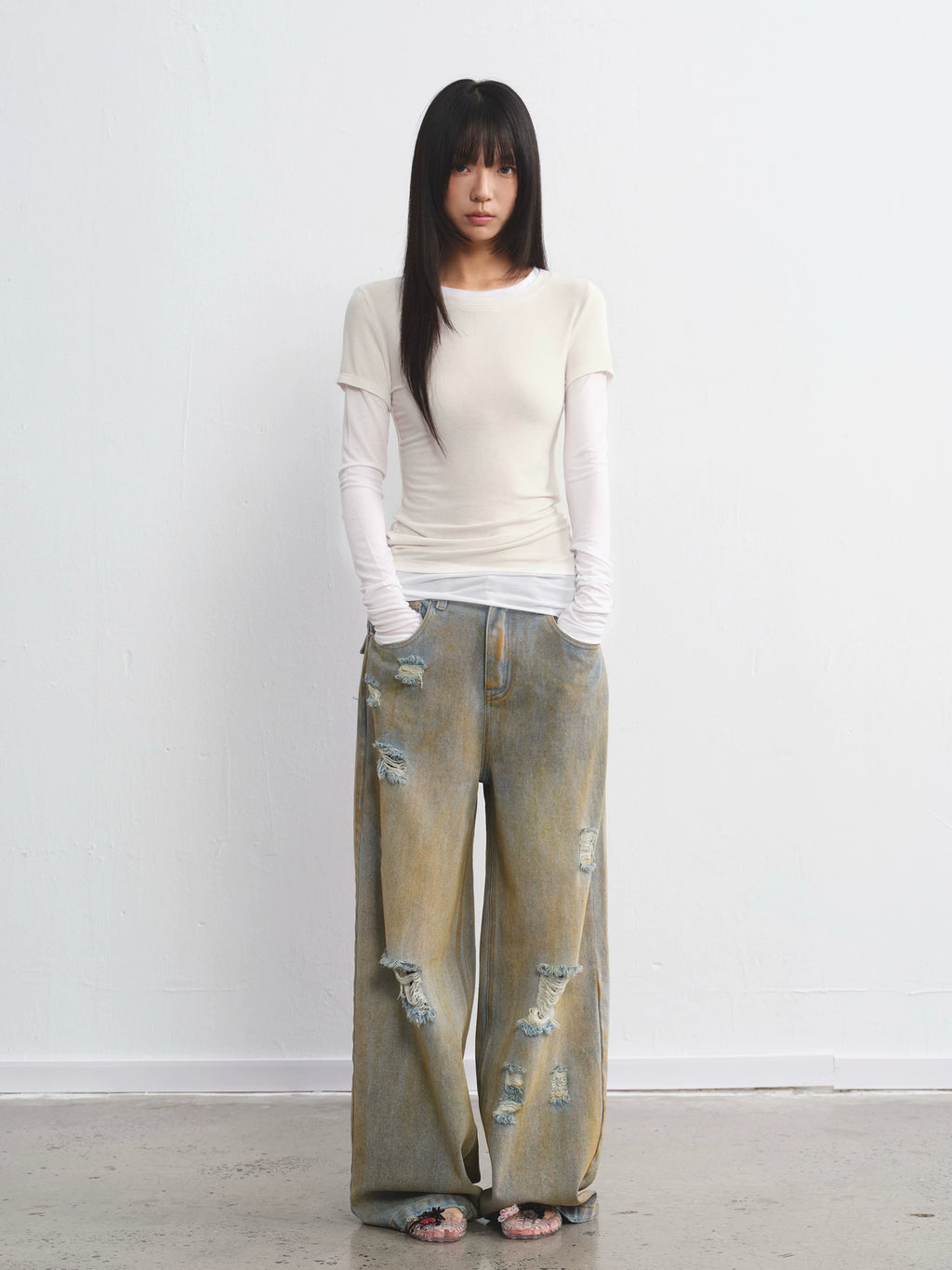 LINY LIBERTY Simple Fake Two-piece Long-sleeved T-shirt