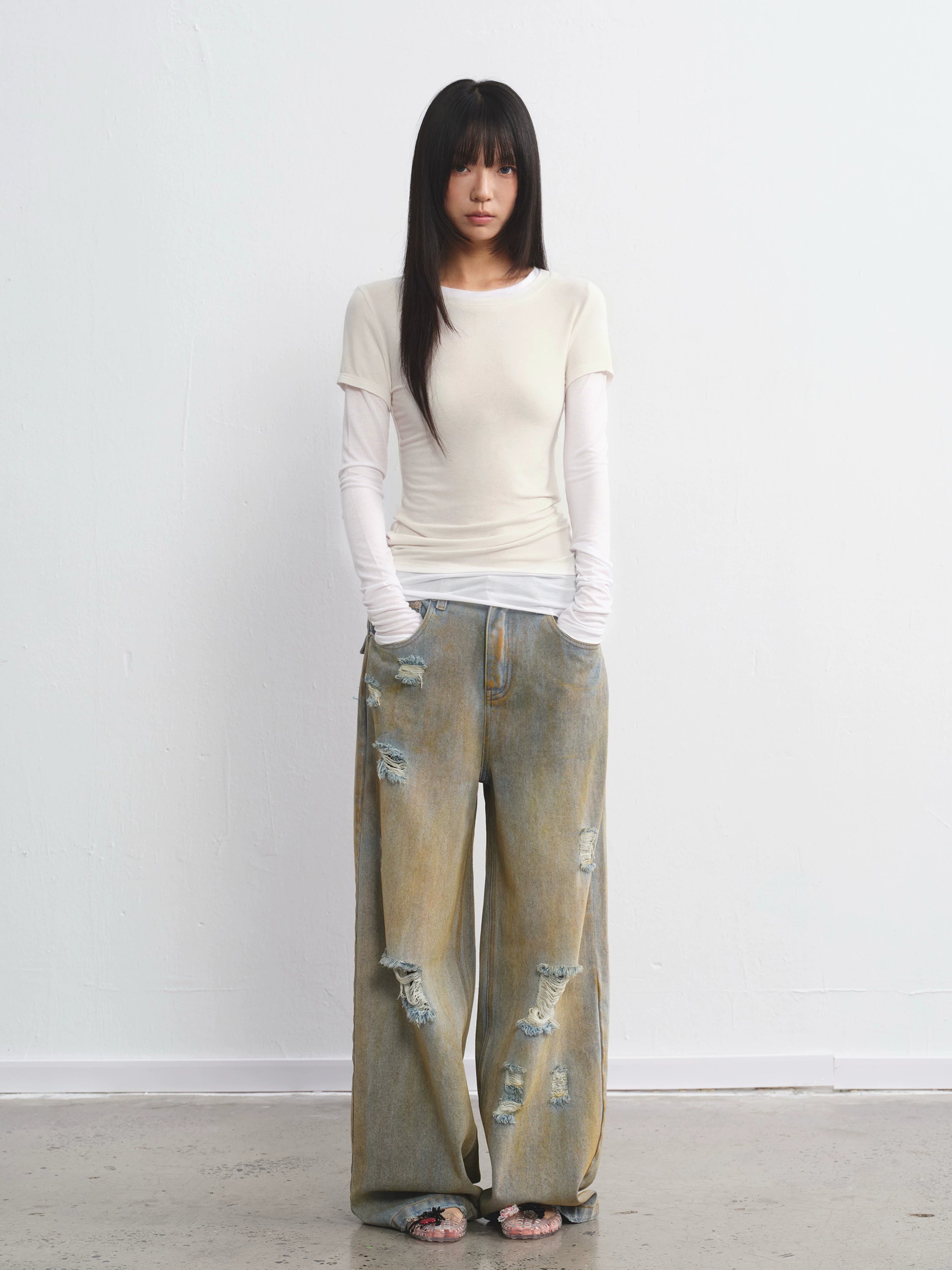 LINY LIBERTY Simple Fake Two-piece Long-sleeved T-shirt