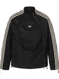 11KN 11K Nylon Zip-Up Jacket with Striped Embroidery
