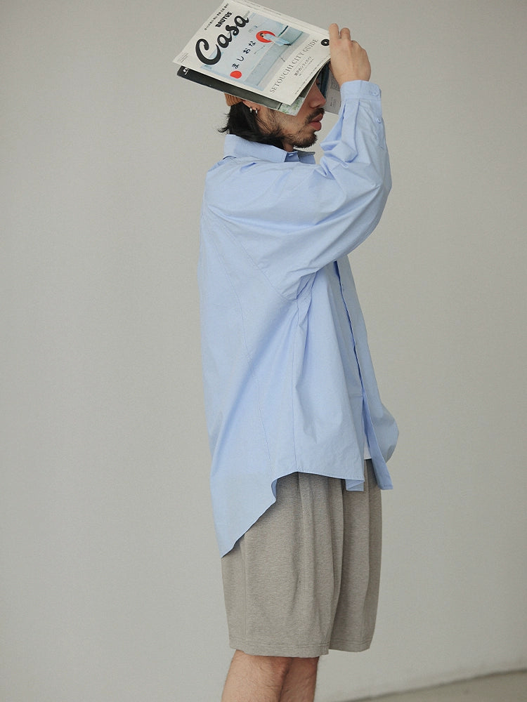 NOEARS Loose Square Neck Shoulder Sleeve Casual Shirt