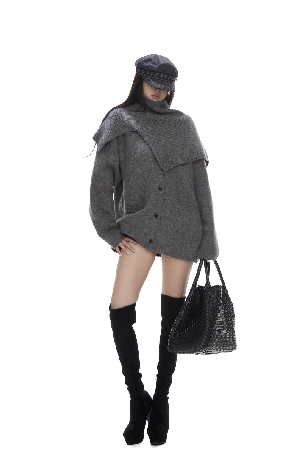 WITHMIN Loose and Thin Casual Turtleneck Shawl