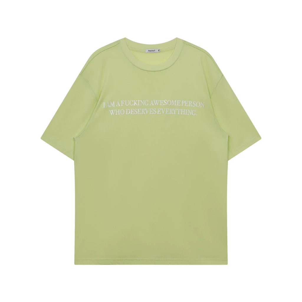 FUNKYFUN Slogan Printing Skin-friendly Loose Tee