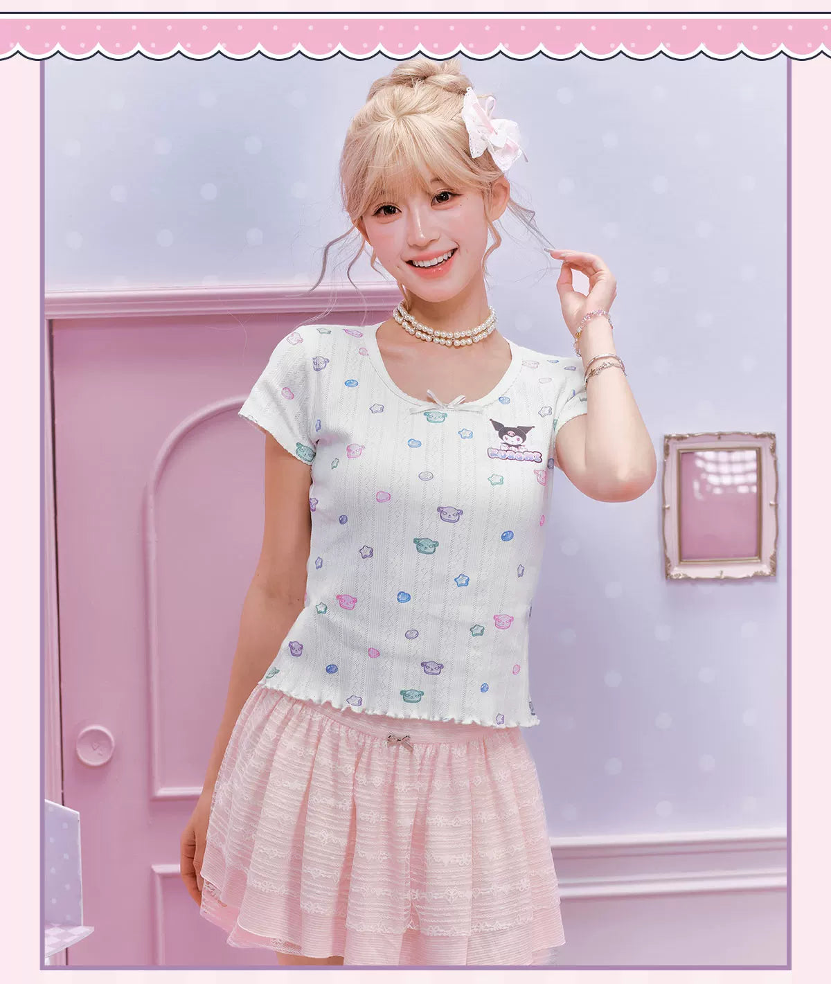 MEDM Candy Printed Knitted Casual Tee