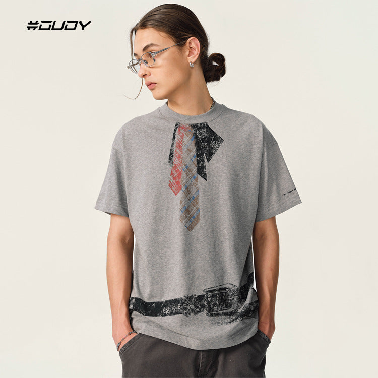 #OVDY TIE double yarn 230G Solona loose shoulder short sleeve Tee