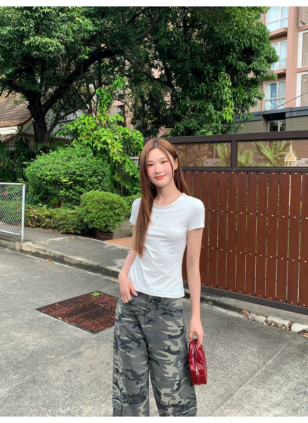 KANO Camouflage Print Wide-leg Cargo Pants